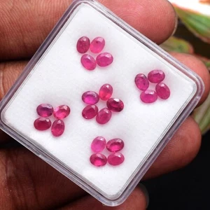 21 Pcs Natural Mozambique Ruby Pinkish Red 4mm 3mm Oval Faceted Cut Gemstones - Picture 1 of 5