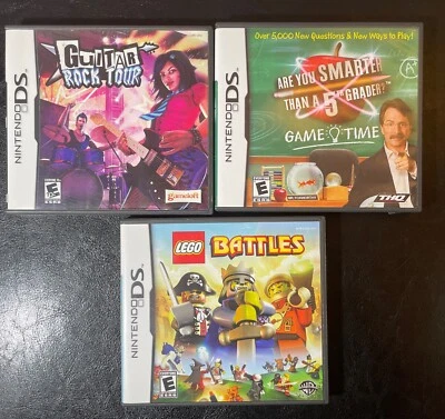 3 Game LOT Nintendo DS: Guitar Rock Tour, Smarter Than 5th Grader, LEGO Battles - Image 1 of 3