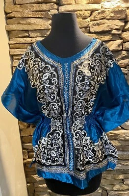 女士的心灵和灵魂长衫上衣-EMERALD 绿色和黑色-尺寸 L-漂亮-很棒! — 第 1/4 张图片