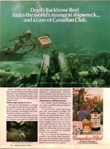 1979 VTG PRINT AD - CANADIAN CLUB WHISKY DEVIL'S BACKBONE REEF SHIPWRECK SCUBA - Picture 1 of 1