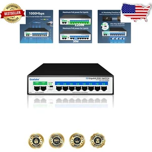 Durable 8-Port Gigabit PoE Switch with Auto Recovery & Lightning Protection - Picture 1 of 11