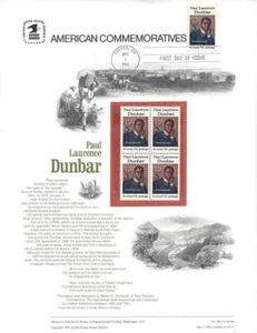 #49 10c Paul Laurence Dunbar #1554 USPS Commemorative Stamp Panel w/FDC - Picture 1 of 1