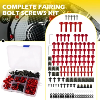 For Universal Motorcycle Aluminium Black Complete Fairing Bolt Fairing Screw Kit - Image 1 of 4
