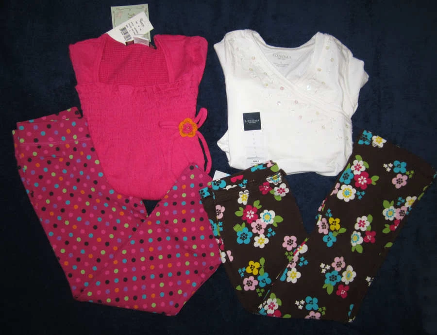 Lote misto de 4 roupas Sonoma para meninas tamanho 5 novo em folha novo com etiquetas - Imagem 1 de 4