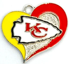 CHRISTMAS GIFT 4 MENS Enameld Solid Metal "KANSAS CITY CHIEFS HEART" 925 Pendant - Picture 1 of 5