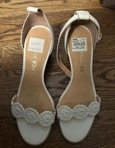 Jack Rogers Leather Heeled Sandals -Lauren Size 6.5M NEW MISSING ANKLE STRAP - Picture 1 of 2