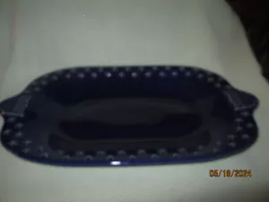 Longaberger Pottery PROUDLY AMERICAN Cobalt Blue Platter w/ Stars & Shields USA - Picture 1 of 4