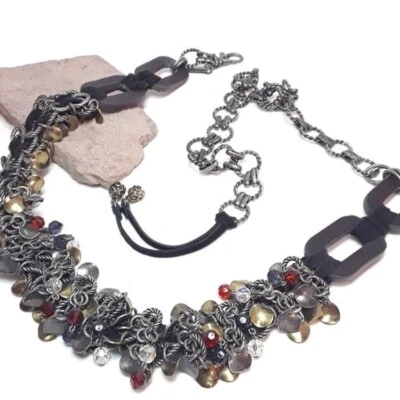 CHICO'S Mixed metal Leather and Beaded Belt Boho Gypsy - Image 1 of 4