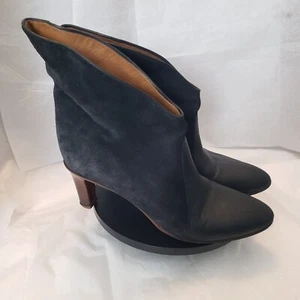 Chloe Kole Suede Leather Asymmetrical Fold Heel Boots Size 39 US 9 Blue - Picture 1 of 11