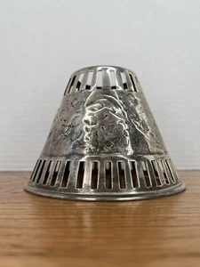 Antik Silber Teller Floral Geometrisch Filigran Petroleum Kerze Lampenschirm Abdeckung - Bild 1 von 8
