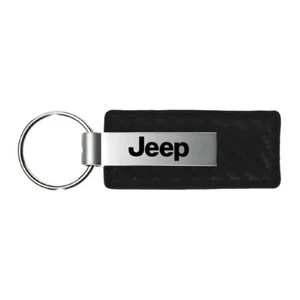 Jeep Keychain & Keyring - Carbon Fiber Texture Leather - Picture 1 of 3
