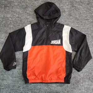 Air Jordan Flight MVP Hooded Jacket Youth Boys 10-12 Black Orange 1/4 Zip - Picture 1 of 10