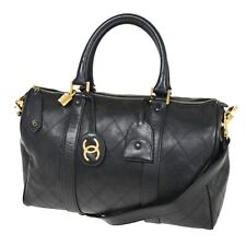 CHANEL CC Bicolore 2Way Shoulder Hand Bag Leather Black Gold Vintage 19RH609