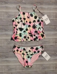 New! Girl's HURLEY 2 Piece Tankini Palm Tree Swimsuit Multiple Sizes - Picture 1 of 2