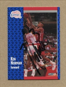 #93 KEN NORMAN, Clippers - 1991 Fleer: Black Sharpie On-Card Autograph 200614 - Picture 1 of 3