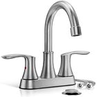 Brushed Nickel Bathroom Sink Faucet 3Hole 4in Centerset  Vanity Mixer with Drain