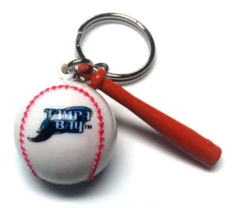TAMPA BAY RAYS KEYCHAIN BALL & BAT 1" ROUND BALL LICENSED NEW MLB CHARM PULL Cover