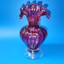 Vintage Murano Italy Cranberry Glass Bubble Vase - MINT - READ DESCRIPTION!!