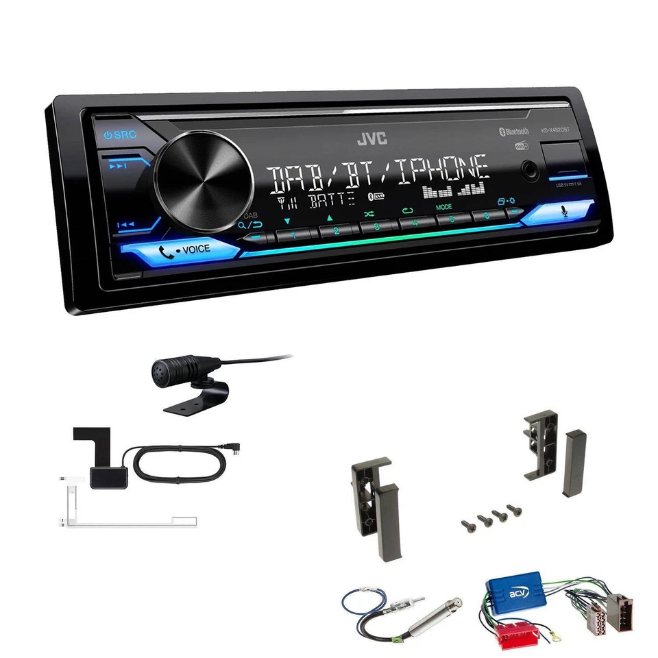 JVC Digital 1-DIN Autoradio DAB+ Bluetooth für Audi A2 ab 1999 schwarz - Bild 1 von 4