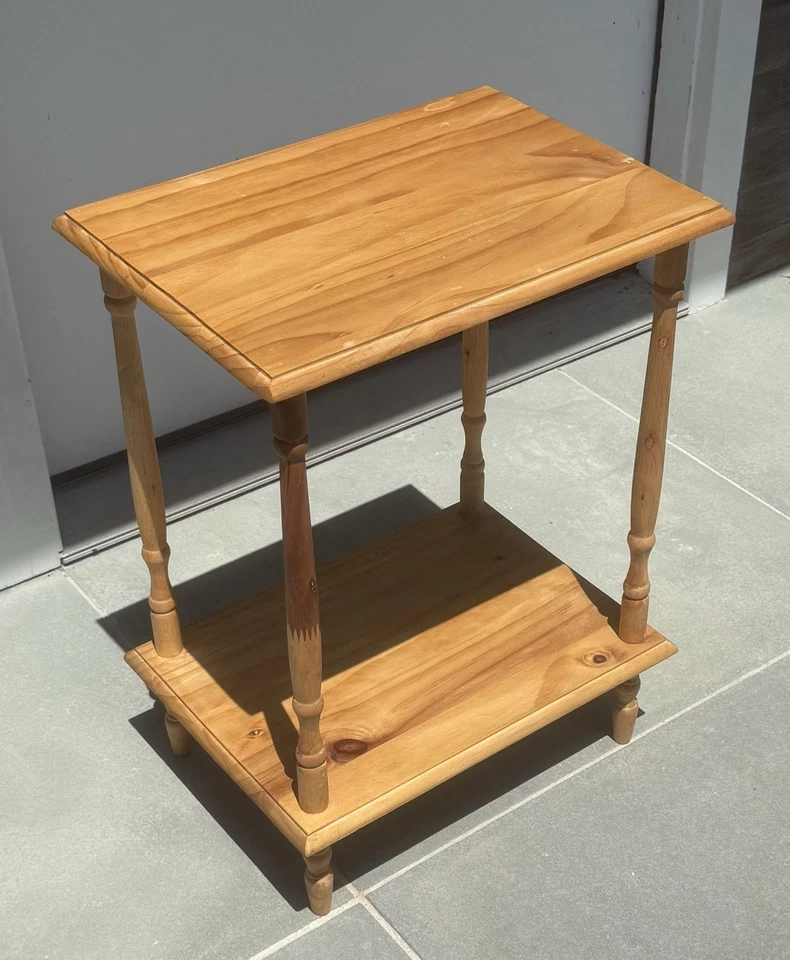 Pair of Pine Wood End Tables 11.5” x 16” x 21.5”, Simple Pine Stain - Image 1 of 4