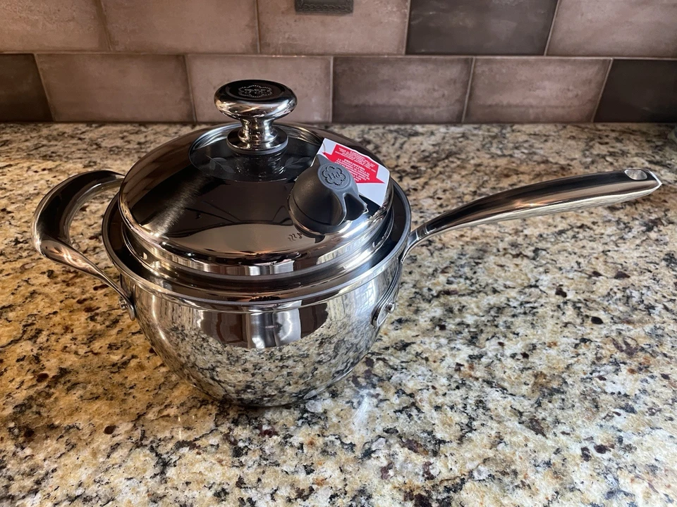 Princess House Vida Sana Stainless Steel 3-qt. Saucepan. BRAND