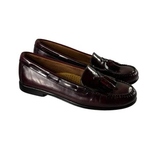 Mocasines Bass Weejuns Mujer 8.5 Borgoña Jackie Cuero Borla Kiltie Hecho a Mano - Imagen 1 de 13