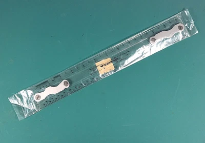 Vintage Teledyne Post 34HK02G 12" Lucite Drafting Scale Ruler w/ Brackets NOS - Image 1 of 4