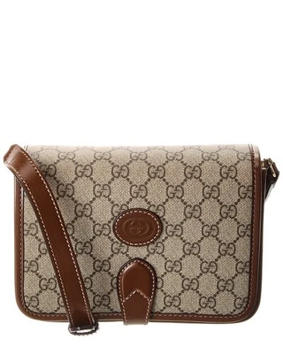Bandolera para mujer Gucci Interlocking G Mini Gg Supreme de lona y cuero marrón Foto 1 de 4