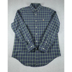 Polo Ralph Lauren Hemd mit Knöpfen Herren Large grün blau kariert Fleisch Pony klassisch - Bild 1 von 5