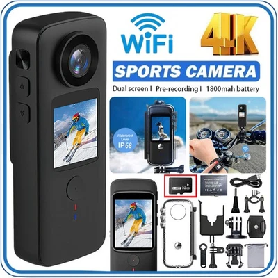 32G 4K Ultra HD Action Camera WiFi Sport Body Cam 30M Waterproof For Go Pro Vlog - Image 1 of 4