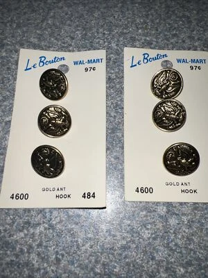 Vintage Le Bouton 4600 3 Gold Buttons Eagle Patriotic Retro For Jacket Or Shirt - Image 1 of 4