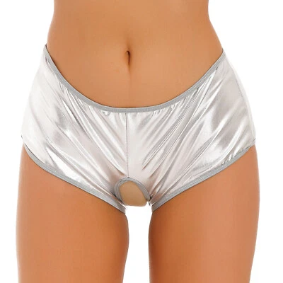 女士内衣湿面 Tanga 内衣开口裆皮短裤俱乐部服 — 第 1/3 张图片