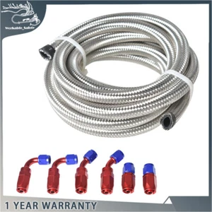 10ft Stainless Steel Braided 4/6/8/10AN CPE Fuel/Oil Hose Line & Fittings Set - Bild 1 von 13