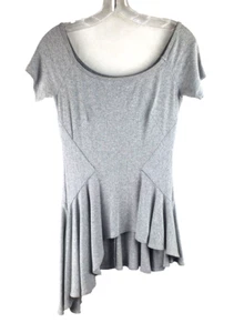 EUC! TORN Ronny Kobo Womens Gray Asymetrical Ribbed Knit Peplum Top Sz S b2 - Picture 1 of 3