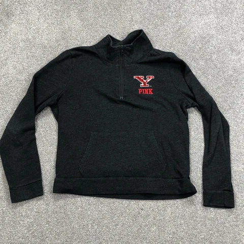 Youngstown State Penguins Sweatshirt Women Medium Gray Pull Over Quarter Zip Cover