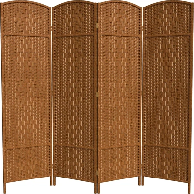 6 pies Divisor de habitación de 4 paneles beige oscuro de fibra tejida de diamante alto Foto 1 de 4