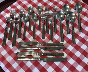 Heritage Silversmiths 20 Pc. Set Enamel Dots SS Flatware 4 PL SET GREAT PATTERN - Picture 1 of 5