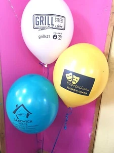 100 Custom Printed Balloons Personalised Brand Logo Pastel Clrs Helium Quality - Picture 1 of 9