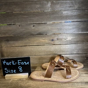 New $120 NIB Womens Kork-Ease Basel T-Strap Leather Slides Sandals Size 8 M - Picture 1 of 6