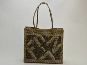FENDI Zucca 8BH183 Tote Bag Hand Coated Canvas Beige Women's w / Pouch Japan - Picture 1 of 9