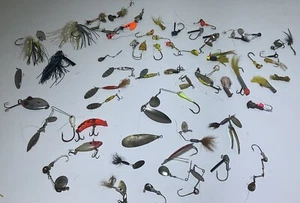 Vintage Fishing Lures Metal Blue Fox Rooster Tail (lot of 50) Feather Jig Heads - Picture 1 of 10