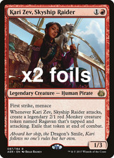 MTG 2x Foil KARI ZEV, SKYSHIP RAIDER Aether Revolt (Good)