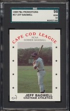 1988 P&L Cape Cod League Jeff Bagwell #57 HOF XRC Rookie Card SGC 98 GEM MINT 10
