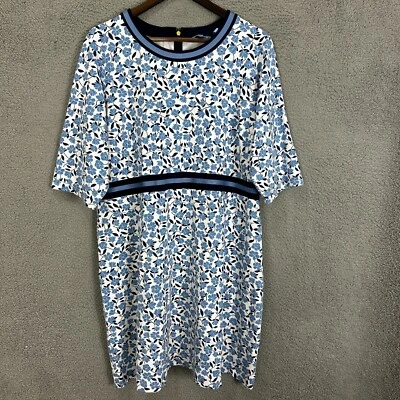 Draper James платье 2 X синий белый цветочный крой Flare опрятный женский классический шик - Изображение 1 из 4