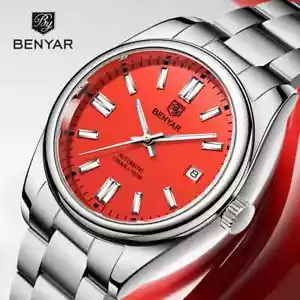 BENYAR Men Automatic Watch Mechanical Red Dial Wristwatch Sapphire Glass Watches - Picture 1 of 12