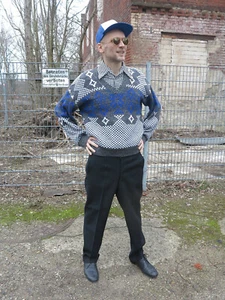 Pullover Da Uomo V-Ausschnitt Strickpullover Vintage Anni '90 - Picture 1 of 6