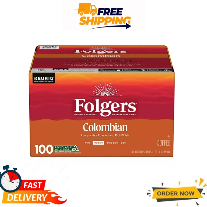 Folgers Medium Roast K-Cup Coffee Pods - 100 Colombian 100 Count.