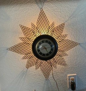 Mastercrafters Starburst #128 MCM Electric Wall Clock 1950s All Original Works! - Picture 1 of 18