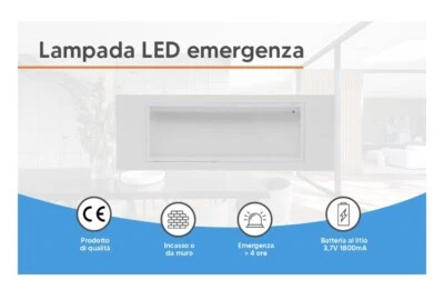 TERAMOLED Lampada Di Emergenza LED Luce Fredda 4,5w Da Muro O Da Incasso Batteria A Litio