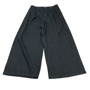 Pantalone H By Halston donna XL nero lino gamba larga cintura Lagenlook spiaggia costiera - Foto 1 di 9